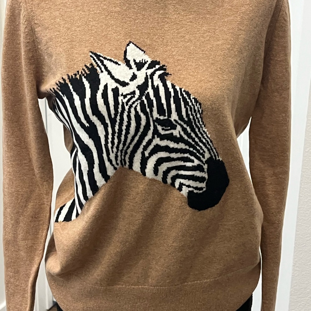 Banana Republic Brown Sweater with Zebra Design Size S NWT